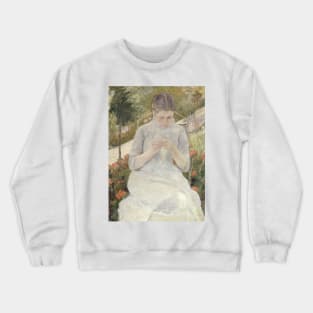 Girl in the Garden by Mary Cassatt Crewneck Sweatshirt